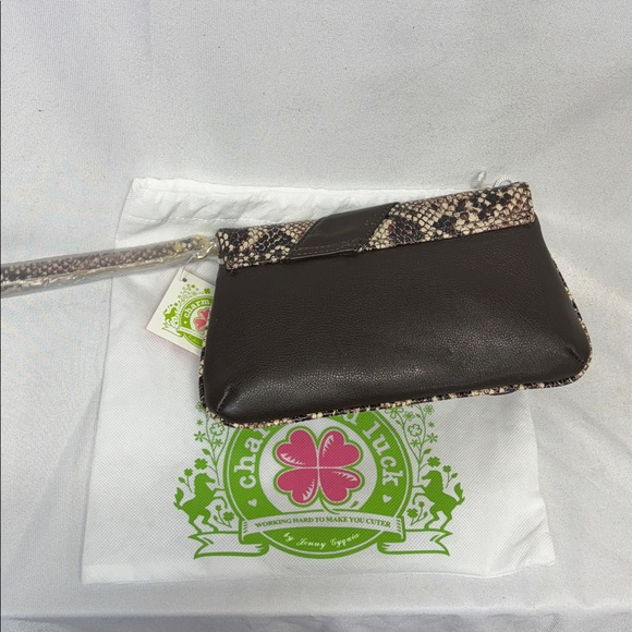 Charm and Luck Snakeskin and Brown and gold belt Clutch purse and dust bag - Picture 7 of 9